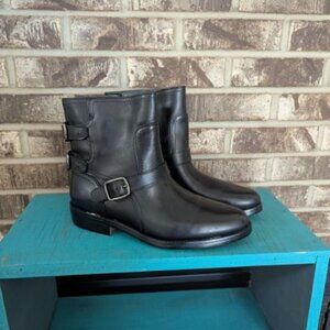 Women's Black Leather Franco Sarto L-Prina Ankle Moto Boot Size 8.5 New w/box